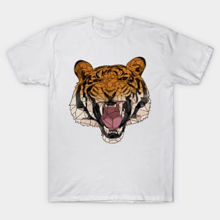 Roaring Tiger Geometric Sketch Art T-Shirt